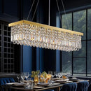 Modern Crystal Chandelier for Dining Room,Gold Luxury Crystal Chandelier,8 Lights Rectangular Rectangle Light Fixture for Living Room Kitchen Island L40''xW10''xH10'' by CozyNest Decor