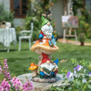 TERESA'S COLLECTIONS Garden Gnomes Statues Decorations for Yard with Solar Lights, Resin Sculptures& Statues on Mushroom Reading Garden Outdoor for Patio Lawn Ornaments,Ideal Gifts for Mom, 12.6" by GreenHaven Gardens