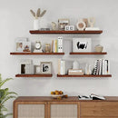 Fun Memories Solid Oak Wood Floating Shelves, 9.3 Inch Deep Natural Wood Shelf with Invisible Heavy Duty Bracket for Bathroom Bedroom Kitchen - 36inch Set of 2, Walnut by CozyNest Decor
