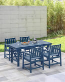 HDPE Patio Dining Set, 5-Piece Outdoor Table and Chairs with Umbrella Hole, Modern Outdoor Dining Set for 4, HDPE Outdoor Patio Furniture Dining Sets for Deck, Poolside, Porch, Navy by CozyNest Decor