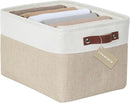 DECOMOMO Storage Bins Fabric Storage Baskets for Shelves, Linen Closet Organization Toys Nursery (Beige and White, Large - 1 Pack) by CozyNest Decor