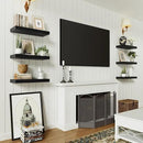 Black Floating Shelves for Wall, 16 inchs x 6.7” deep x 1.4” Wall Shelf for Bathroom Bedroom, Living Room, Kitchen, Office Home Decor, Narrow Wood Shelves with Invisible Brackets Set of 2 by CozyNest Decor