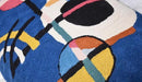 Lumbar Kandinsky Blue Modern Pillow Cover - Counterweights Mid-Century Chair Cushions Blues Abstract Pillowcase Contemporary Sofa Pillowsham Handembroidered Wool Size 14x20 by CozyNest Decor