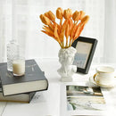 Mandy's Artificial Tulips 12 Stems Fully Gold PU Faux Flowers for Wedding Home Decor 13.5 Inch by CozyNest Decor
