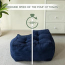 HIGOGOGO Square Stuffed Pouf Ottoman, Corduroy Poufs with Foam Chunk Filling, Furry and Fluffy Pouf Foot Stool Storage Ottoman, 21 X 21 Floor Poufs Foot Rest for Living Room, Navy by CozyNest Decor