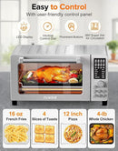 Nuwave Bravo Pro Smart 21QT Toaster Oven Air Fryer Combo, Convection Oven Countertop, 10 functions all in 1, with even & quick crisp technology, 50-450°F, 1800W, Stainless Steel by CozyNest Decor