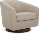 CHITA Swivel Accent Chair, FSC Certified Upholstered Fabric Barrel Chair for Living Room, Fully Assembled, Flax Beige by CozyNest Decor