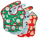 Tiny Twinkle Mess-Proof Baby Bib - Waterproof Bib for Baby Girl or Boy- Machine Washable - Adjustable Closure - PVC, BPA, & Phthalate Free - Great for Travel - Baby Food Bibs (3 Pack,Christmas) by TinyTreasures Baby Boutique
