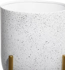 Deco 79 Metal Indoor Outdoor Planter Deep Dome Speckled Large Planter Pot with Gold Stands, Set of 2 Planters 22", 19"H, White by GreenHaven Gardens