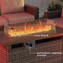 Propane Fire Pit Table Outdoor, 44" 60000BTU Auto-Ignition Fire Pits Table with Wind Guard Square Large Wicker Propane Firepits for Porch Garden(Grey,CSA Certified) by GreenHaven Gardens