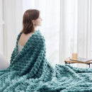 NEWCOSPLAY Super Soft King Blanket Light Teal Premium Silky Flannel Fleece 3D Clouds Stylish Jacquard Lightweight Bed Blanket All Season Use 350GSM (Light Teal, King(90"x110")) by CozyNest Decor