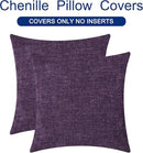CaliTime Throw Pillow Covers Decorative 18 X 18 Inches Pack of 2 Cozy Chenille Cushion Cases for Couch Sofa Bed Living Room Home Plum Purple by CozyNest Decor