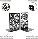 CNK Book Ends for Shelves - Metal Holders for Home Office Heavy Books, Shelf Stoppers, Decorative Set of 2 Black Infinite Leaves Bookends by CozyNest Decor