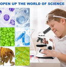Microscope for Adults and Kids, Science School Laboratory Home Education Biology, 40-2000X High Definition,Easy to Operate,with Phone Holder 10 Specimen Slides 100 Coverslips and Bag for Student by TinyTreasures Baby Boutique