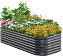 Quictent Galvanized Raised Garden Bed Kit, 6x3x2 ft Oval Metal Planter Box Tall for Vegetables Outdoor Backyard, Rubber Strip Edging Included, Dark Gray by GreenHaven Gardens