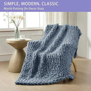 Bigacogo Chunky Knit Throw Blanket for Couch, 51x63 inches, 100% Hand Knitted with Thick Jumbo Chenille Yarn, Cozy Soft Large Rope Knot Cable Crochet Blankets for Sofa Bed Living Room, Cold Sea Blue by CozyNest Decor