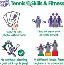 Shuffle Up Tennis Card Games - 70+ Fun & Active Skills Cards for Kids, Fitness Cards Develop Fundamentals, Stamina & Strength, Easy to Play for Kids | Multiple Skill Level Cards Include 2 Dices by TinyTreasures Baby Boutique