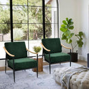 Modern Accent Chairs Set of 2 for Living Room Bedroom Mid Century Arm Chairs Upholstered Office Accent Chairs Comfy Waiting Room Chairs with Metal Frame, Green by CozyNest Decor