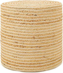 REDEARTH · Cylindrical Pouf Foot Stool Ottoman - Jute Braided Pouffe Poof Sitting Footrest for The Living Room, Bedroom, Nursery, Patio, Lounge & Other Rooms in Home (14.5”x14.5”x16”; Natural Ivory) by CozyNest Decor
