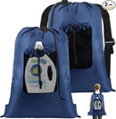 2-Pack Backpack Laundry Bags, Heavy Duty Laundry Bag Backpacks with Adjustable Shoulder Straps, Door Hanging Washing Bag, Laundry Hamper Lining for College Dorm, Travel, Laundromat by CozyNest Decor