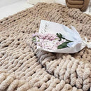 Chunky Knit Blanket Throw 40"×40", Chenille Throw Blankets, Handmade Warm & Cozy Blanket Couch Bed Home Decor, Soft Breathable Fleece Banket, Christmas for Couch Bed Sofa Best Gift (Tan) by CozyNest Decor
