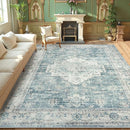 LIVEBOX Washable Area Rug 9x12 Rugs for Living Room Bedroom, Non-Slip Boho Indoor Carpet for Dining Room Office, Low-Pile Farmhouse Soft Carpets for Kids Nursery Room Playroom, Blue by TinyTreasures Baby Boutique