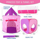 Princess Play Tent Set with Dress Up Tunnel, Castle Playhouse - Glow in The Dark Stars, Birthday Gift for Girls Age 3-7 by TinyTreasures Baby Boutique