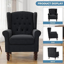 UIXE High Back Accent Chair, Upholstered Armchair in Fabric, Retro Wingback Arm Chair for Living Room, Comfy Single Sofa Bedroom Reading Seat with Solid Wood Legs - Black Blue by CozyNest Decor