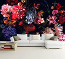 WFBHUA-Dark Floral Wallpaper Watercolor Pink and Blue Flower Wall Mural for Bedroom (Not Peel and Stick) by CozyNest Decor