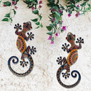 LIFFY Metal Lizard Gecko Wall Art - 2 Pack 15 Inch Metal Wall Decor, Lizard Outdoor Hanging Glass Sculpture Decoration for Yard Garden Art, Patio Fence Home, Unique Gift Ideas by GreenHaven Gardens