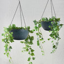 WOUSIWER 13 inch 2 Pack Large Hanging Planters for Indoor Outdoor Plants with Drainage Holes and Chain, Round Hanging Flower Pots for Garden Home Porch Decor, Black with Green Speckles by GreenHaven Gardens