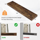 Floating Shelves for Wall, 40"W x 8"D x 1.5"H, Wooden Wall Mounted Display Shelves with Invisible Brackets for Living Room, Bedroom, Bathroom, Kitchen Decor and Storage, Set of 2, Rustic Brown by CozyNest Decor
