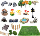 23 Pcs Fairy Garden Miniatures Jumping Spider Enclosure Accessories, Mini Bridge Fence Pond Street Lamps Mushroom Lawn Figurines Garden Decorations for Jumping Spider Habitat by GreenHaven Gardens