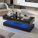 Uspeedy 47.3IN High Glossy LED Coffee Table,Modern Coffee Tables for Living Room,Living Rooms Tables,Large Living Room Furniture,APP LED Lights,Black/White Coffee Table for Livings Room (Black) by CozyNest Decor