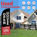 44 Pcs Open House Signs for Real Estate, Double Sided Open House Flag Kit, 7.6 x 5.4 Ft Black Banner Flag Poles Set for Outside, Directional Arrows Sign Stakes Balloons for Open House Supplies by CozyNest Decor