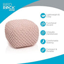 BIRDROCK HOME Square Pouf Ottoman | Cotton Braided Foot Stool with Bean Bag Filling | Boho Foot Rest for Living Room, Bedroom | Compact & Comfortable Seating, Lightweight & Sturdy | Dusty Rose by CozyNest Decor