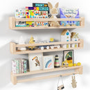 Heimlove Nursery Floating Shelves, Wood Nursery Book Shelves for Wall, 32 inch Wall Bookshelf for Kids Solid Wood Shelves for Books,Toys and Decor Storage, Set of 3 by TinyTreasures Baby Boutique