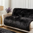 AMTOVO Faux Fur Sheepskin Rug for Living Room, 4 x 6 ft Black Fluffy Area Rug for Bedroom, Playroom, Luxury Room Decor, Rectangle by CozyNest Decor