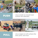 Creative Outdoor Wagon for Kids Push Pull Collapsible Stroller Folding Cart | Silver Series | Beach Park Garden & Tailgate | Teal by GreenHaven Gardens