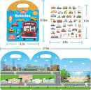 Reusable Sticker Books for Toddlers 1-3, Jelly Sticker Books for Kids 2-4, Vehicle Stickers for Kids by TinyTreasures Baby Boutique