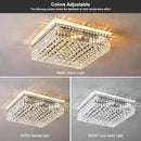 12-Lights Black Crystal Flush Mount Ceiling Light Fixtures,Elegant Crystal Chandelier Pendant Ceiling Lamp for Bedroom,Living Room,Dining Room,Hallway H5.9 x W20 x L20 (Bulb Not Included)Square by CozyNest Decor