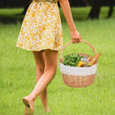 Happypicnic Wicker Picnic Basket with Handle, 15" Large Empty Picnic Basket with Lid & Removable Liner, Vintage Hand Woven Basket for Picnics, Camping, Veg Picking, Mother's Day, Thanksgiving (Solid) by GreenHaven Gardens