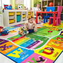 Kids Rugs for Playroom Classroom Bedroom, Educational and Fun Play Mat with ABC Alphabet Animals, Learning Rug for Children Toddler Baby Girls Boys Nursery, Washable, 4x6 by CozyNest Decor