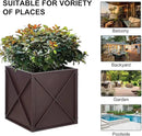 SUNNYPARK Large Metal Planter Box 17”x 17”x 18”, Square Modern Brown Metal Planter Box Heavy Duty with Drainage Holes for Outdoor Garden Patio by CozyNest Decor