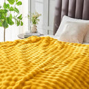 NEWCOSPLAY Faux Fur Throw Blanket Mustard Yellow Bubble Blanket Thick Warm Soft for Couch Sofa Bed 550GSM (Mustard Yellow, Throw(50"x60")) by CozyNest Decor