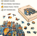 Jigfoxy Wooden Puzzles for Adults, Elephant House Wood Puzzles Adult, Unique Animal Shape Wooden Jigsaw Puzzles for Adults, Birthday Gifts for Puzzle Lovers, Family, Friend (S-8.5 * 7.4in-100pcs) by TinyTreasures Baby Boutique