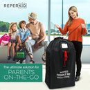 reperkid Large Stroller Bag for Airplane Travel, Black & Red, 47" H x 24" W x 15" D, Fits Most Large, Single, Double, Jogging Strollers – Premium Waterproof Cover, Adjustable Shoulder Straps by TinyTreasures Baby Boutique