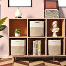 11 Inch Cube Storage Bins, Organizer Woven Cotton Rope Square Baskets for Organizing Shelves, Toys, Nursery, Off White & Brown (Pack of 3) by CozyNest Decor