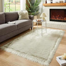AMTOVO Faux Fur Sheepskin Rug for Living Room, 4 x 6 ft Light Grey Fluffy Area Rug for Bedroom, Playroom, Luxury Room Decor, Rectangle by CozyNest Decor