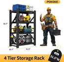 Garage Shelving Unit, 4 Tier Heavy Duty Racks, Easy Assembly, Metal Racks with Adjustable Shelves, 3000 LBS Load Capacity,for Warehouse,Basement (Black, 19.7" D x 31.5" W x 78.7" H) by GreenHaven Gardens